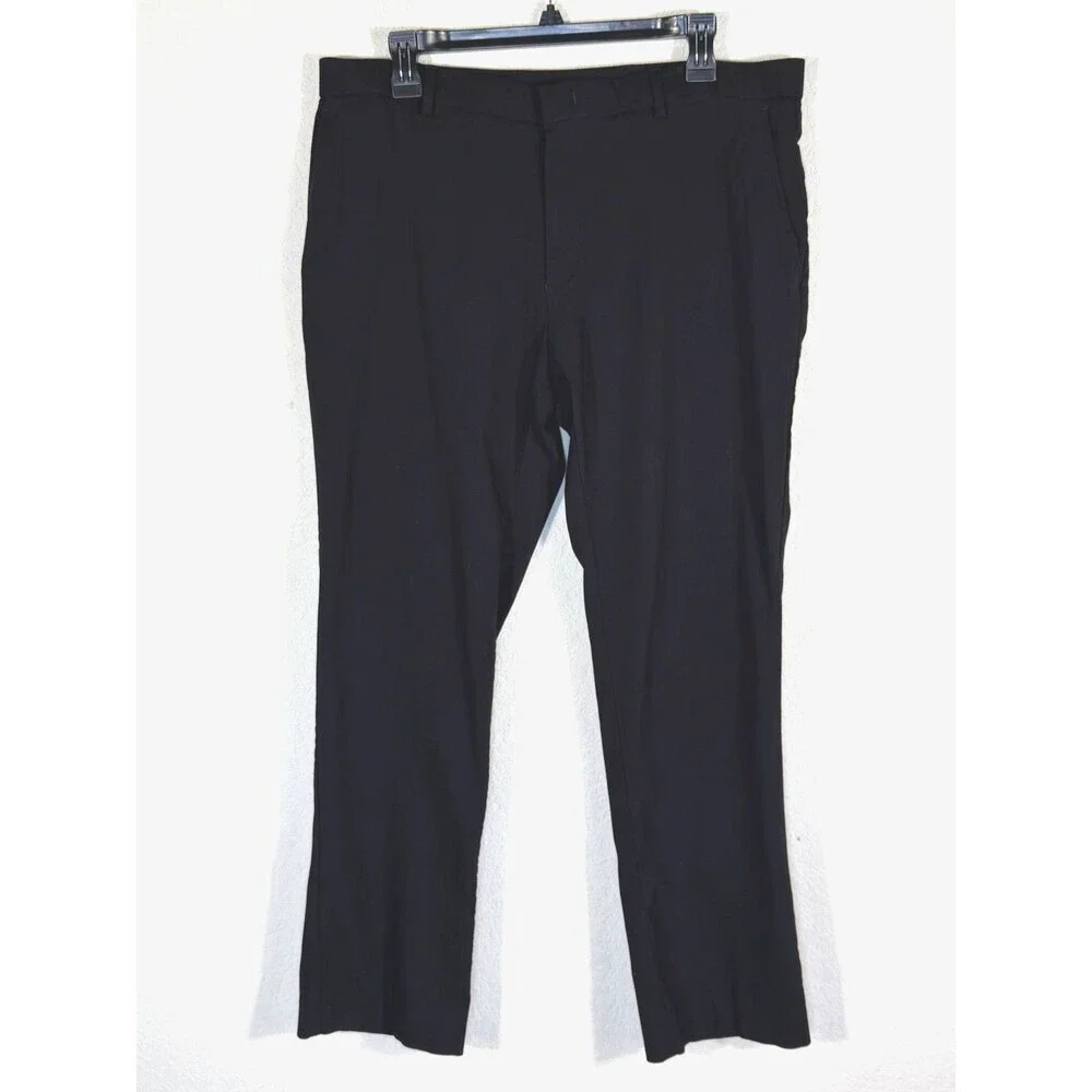 Ralph Lauren Black Stretch Dress Pants Men 36x30 Flat Front Office Career